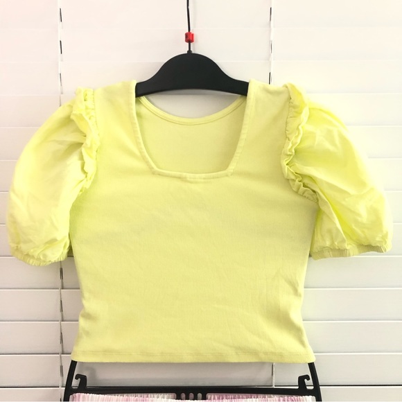 Zara Girls wide leg pleated  pants tie dye pattern & puffy shoulder tee set of 3 - Picture 11 of 15